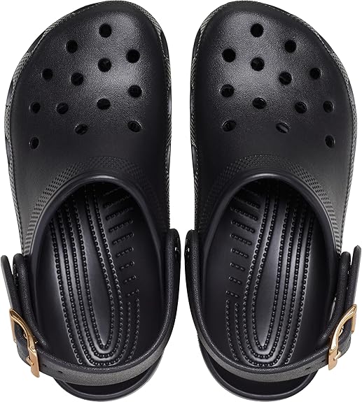 Unisex-Adult Classic Metallic Buckle Clogs（Metallic Black）